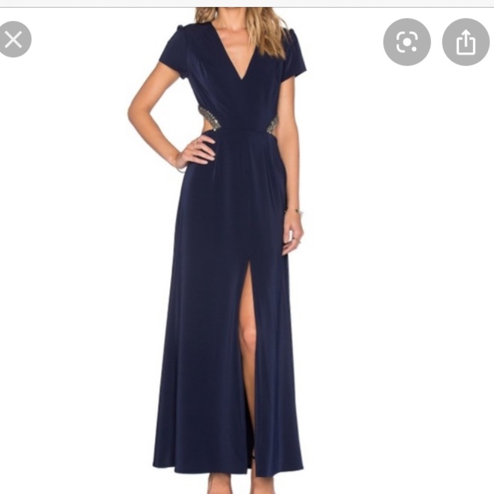 Full length navy gown lovers and friends
